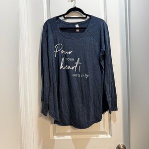 Starbucks Adult Tshirt “ Pour Your Heart Into It” Cotton Blue/Gray XL